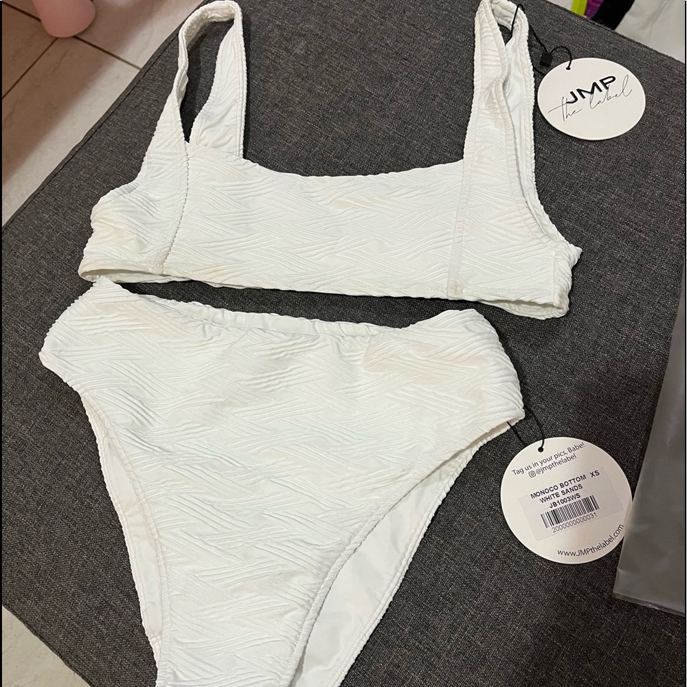 JMP the label white sands high waisted bikini